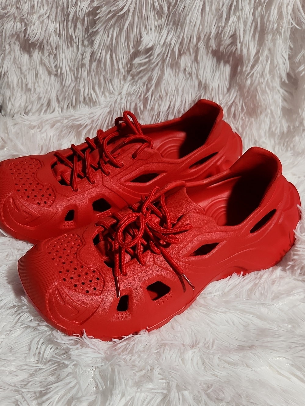 Women's Red Lace-Up Water-Friendly Sandal Clogs